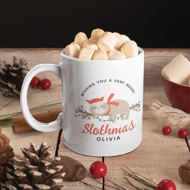 Cute Sloth Personalised Kids Christmas Coffee Mug (Creator Uploaded)