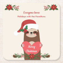 Cute Sloth Personalised Merry Christmas