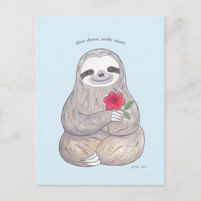 Cute Sloth Postcard Slow Life Advocate Sloth Card (Front)