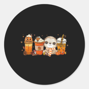 Cute Sloth Pumpkin Spice Coffee Latte Fall Autumn  Classic Round Sticker