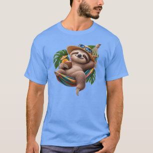 Cute Sloth Relaxing in a Hammock – Tropical Vacati T-Shirt