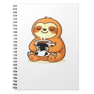 Cute Sloth Relaxing with Hot Coffee Premium T-Shir Notebook