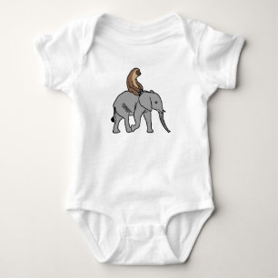 Cute Sloth Riding an Elephant Baby Bodysuit