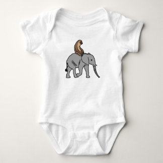 Cute Sloth Riding an Elephant Baby Bodysuit