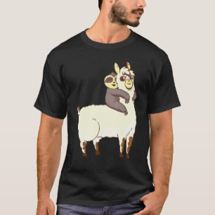 Cute Sloth Riding Llama Hugging Animal T-Shirt