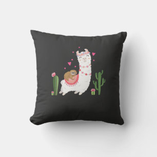 Cute Sloth Riding Llama Shirt Heart Valentines Day Cushion