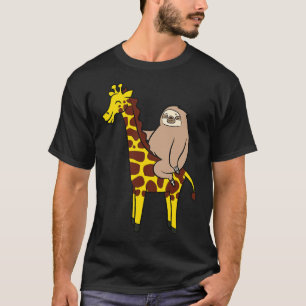 Cute Sloth Riding On Giraffe Love T-Shirt
