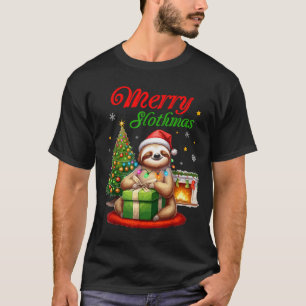 Cute Sloth Santa Christmas Merry Slothmas Slo Ho H T-Shirt