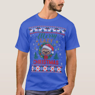 Cute Sloth Santa Hat Ugly Christmas Sweater Happy 