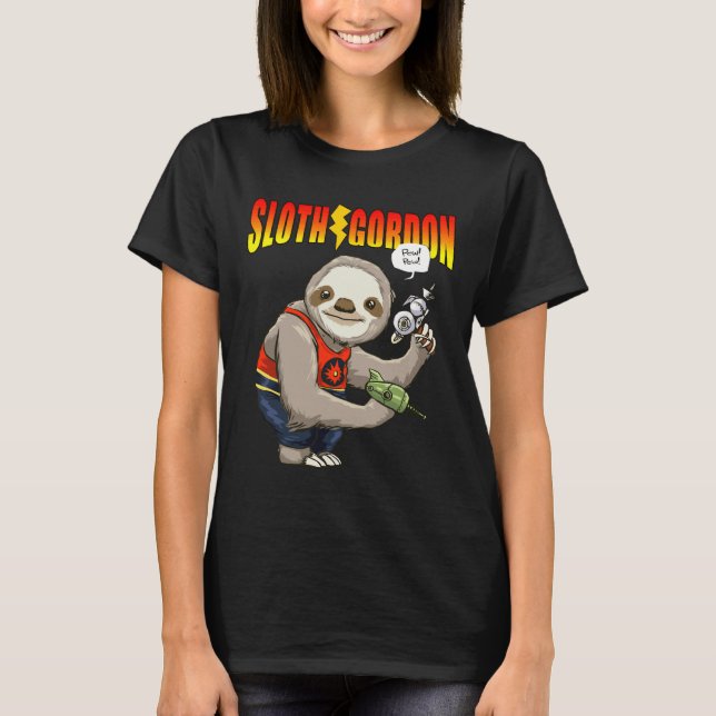 Cute Sloth Science Fiction Funny T-Shirt (Front)