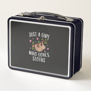 Cute Sloth Shirt for Girls Just A Girl Who Loves S Metal Lunch Box