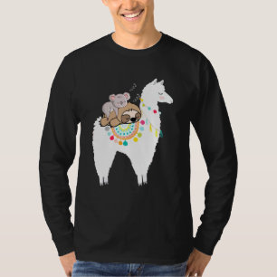 Cute Sloth Sleeping On Llama Koala Men Women Kid T-Shirt