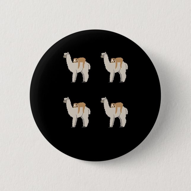 Cute Sloth Sleeping on Llama Pattern 6 Cm Round Badge (Front)