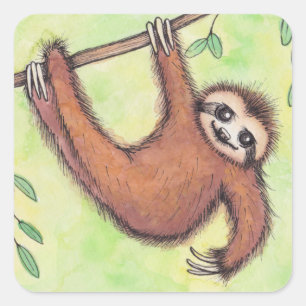 Cute Sloth Square Sticker
