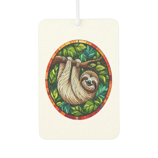 Cute Sloth Stained Glass Ornament Car Air Freshener (Front)