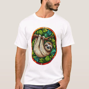 Cute Sloth Stained Glass Ornament T-Shirt