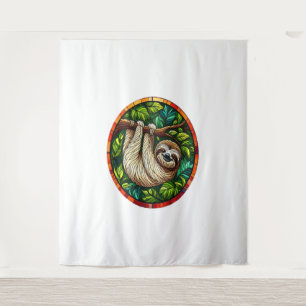 Cute Sloth Stained Glass Ornament Tapestry
