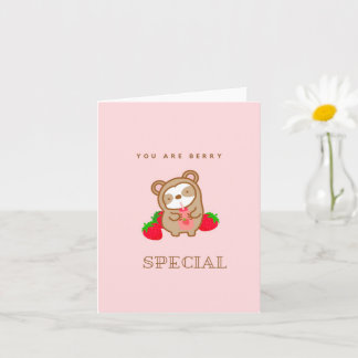 Cute Sloth Strawberry Milk Card