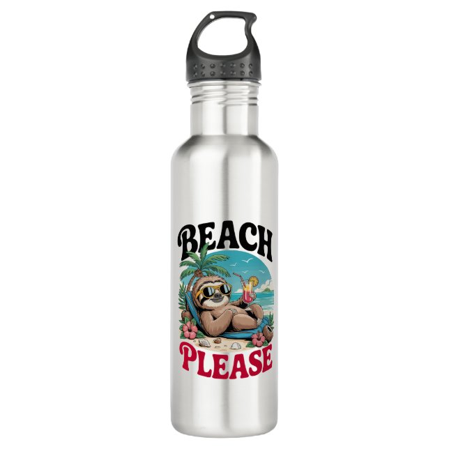 Cute Sloth Summertime 710 Ml Water Bottle (Front)
