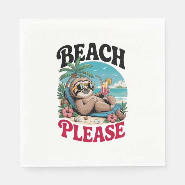 Cute Sloth Summertime Napkin (Front)