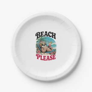 Cute Sloth Summertime Paper Plate