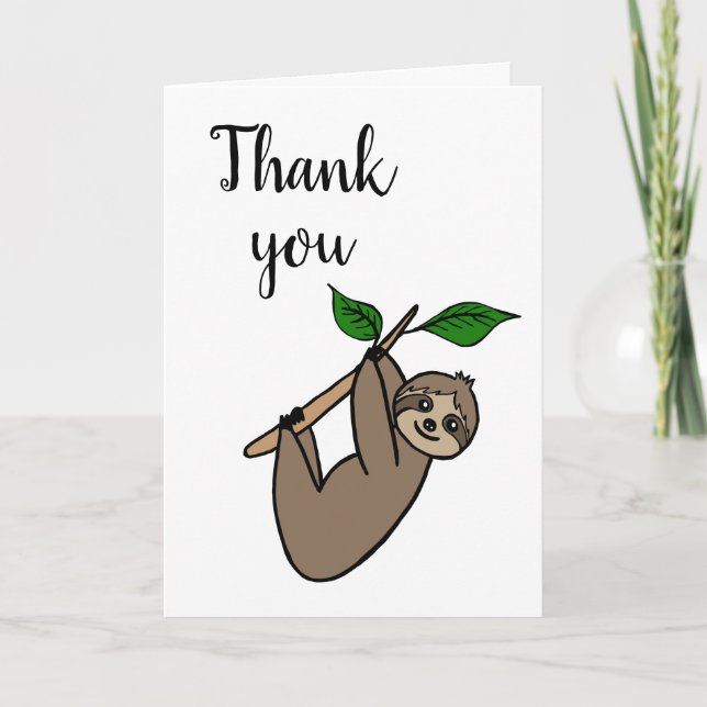 Cute Sloth Thank You Card (Front)