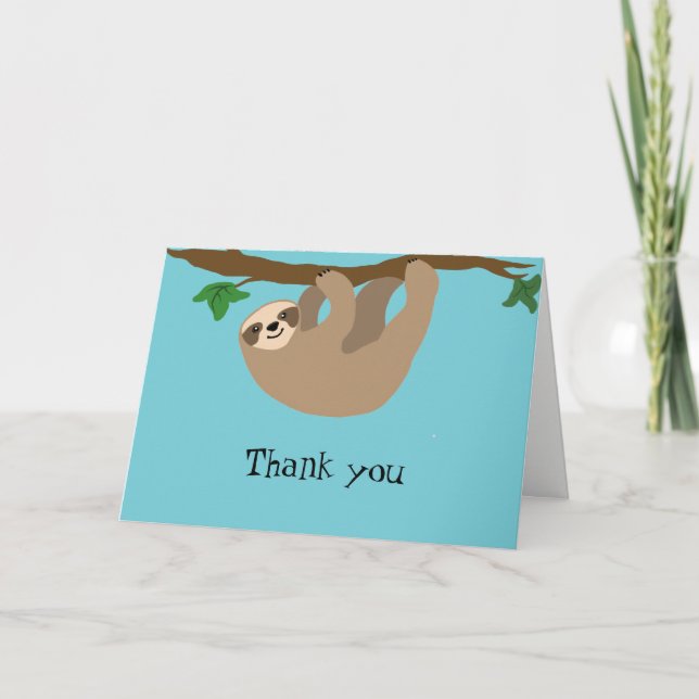 Cute Sloth, Thank you note Card (Front)