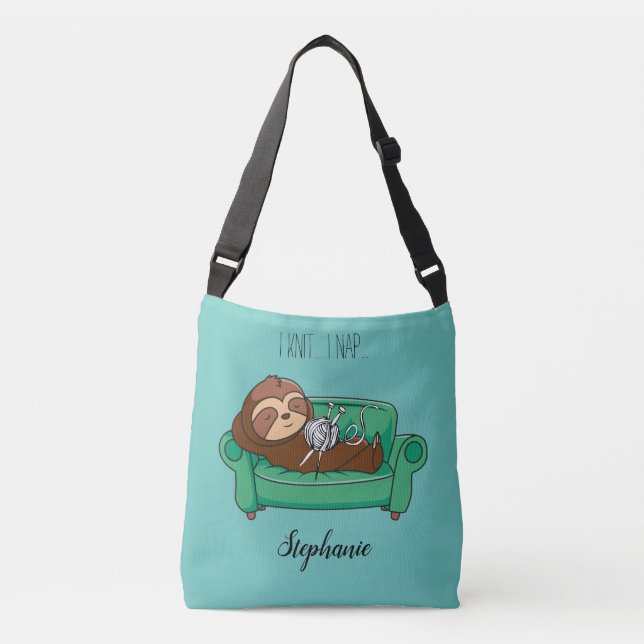 Cute Sloth Tote Bag Knitting Themed Gift (Front)