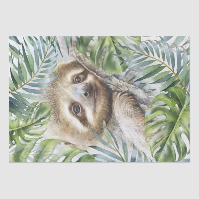 Cute Sloth Tropical Jungle Tissue Paper (Front)