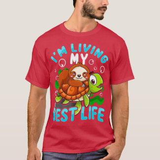 Cute Sloth Turtle Im Living My Best T-Shirt