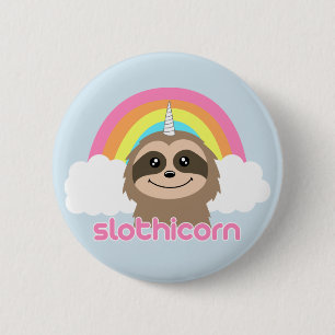 Cute Sloth Unicorn Badge Pin Button