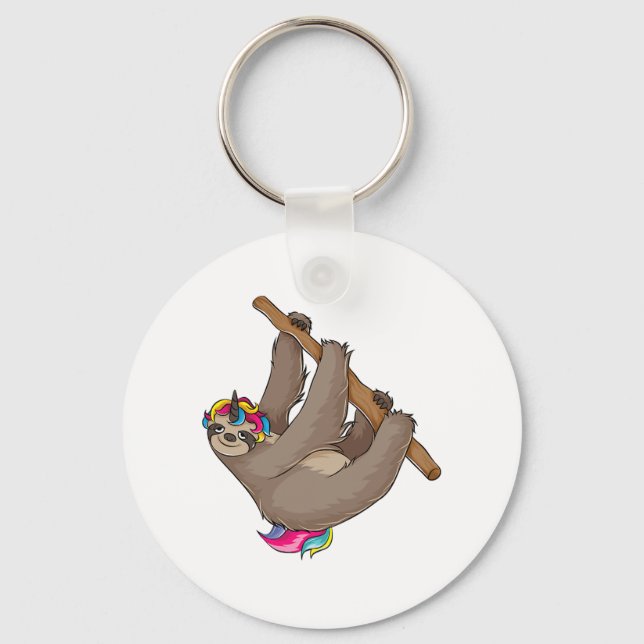 Cute Sloth Unicorn Funny Magical Horn  Key Ring (Front)