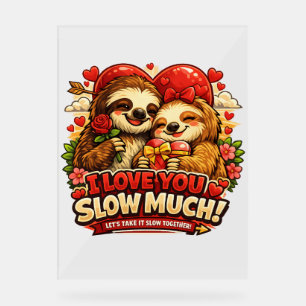 Cute Sloth Valentine’s Day Love Design, I Love You Acrylic Sign