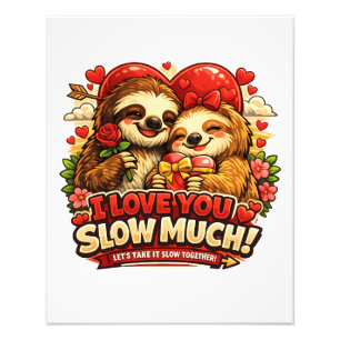 Cute Sloth Valentine’s Day Love Design, I Love You Photo Print
