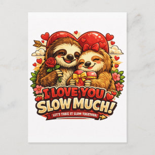 Cute Sloth Valentine’s Day Love Design, I Love You Postcard