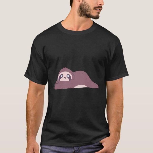 Cute Sloth Vector Sticker Illustration T-Shirt (Front)