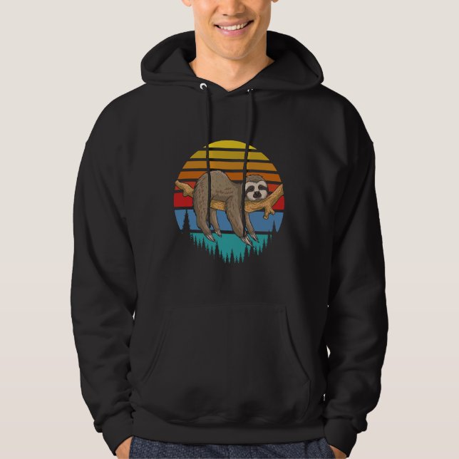 Cute Sloth Vintage Sunset Hoodie (Front)