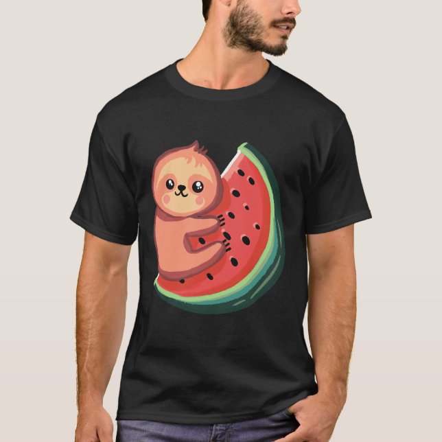 Cute Sloth Watermelon 102 T-Shirt (Front)