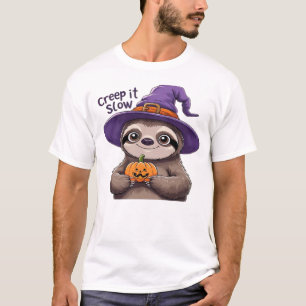 Cute Sloth Witch Halloween Shirt � Creep It Slow P