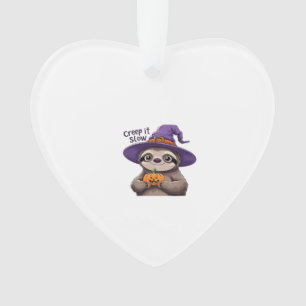 Cute Sloth Witch Halloween Shirt � Creep It Slow P Ornament