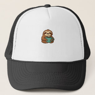 Cute Sloth with Coffee Mug � Cosy Relaxed Animal A Trucker Hat