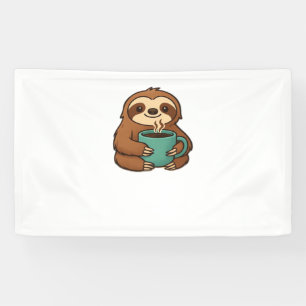 Cute Sloth with Coffee Mug – Cozy Relaxed Animal A Banner
