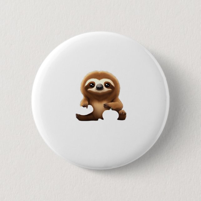 Cute Sloth with Pumpkin Halloween Cartoon Vector I 6 Cm Round Badge (Front)