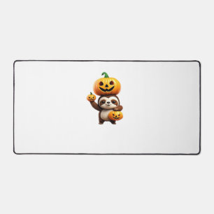 Cute Sloth with Pumpkin Halloween Cartoon Vector I Desk Mat