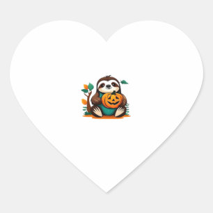 Cute Sloth with Pumpkin Halloween Cartoon Vector I Heart Sticker