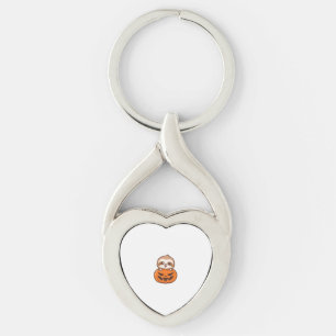 Cute Sloth with Pumpkin Halloween Cartoon Vector I Key Ring