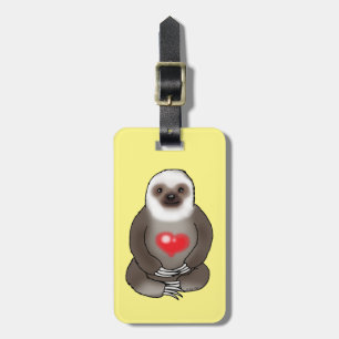 cute sloth with red heart (add text) luggage tag