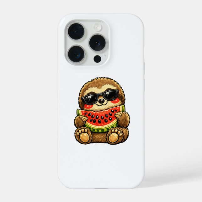 Cute Sloth with Watermelon iPhone Case (Back)