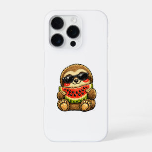 Cute Sloth with Watermelon iPhone 16 Pro Case