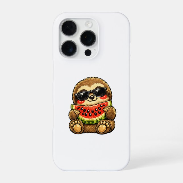 Cute Sloth with Watermelon iPhone Case (Back)